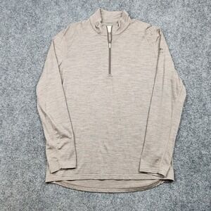 Icebreaker Merino 200 Pullover Mens XL Beige 1/4 Zip Long Sleeve Base Layer